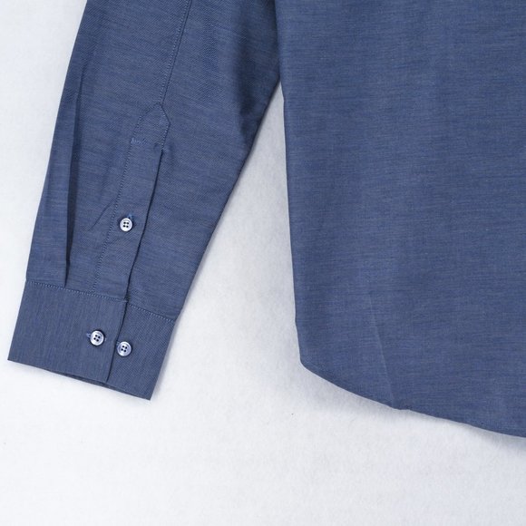 Vardama Dress Shirt Men Button Down Dover Textured Slim Fit Shirt Blue 17.5 - Picture 7 of 9